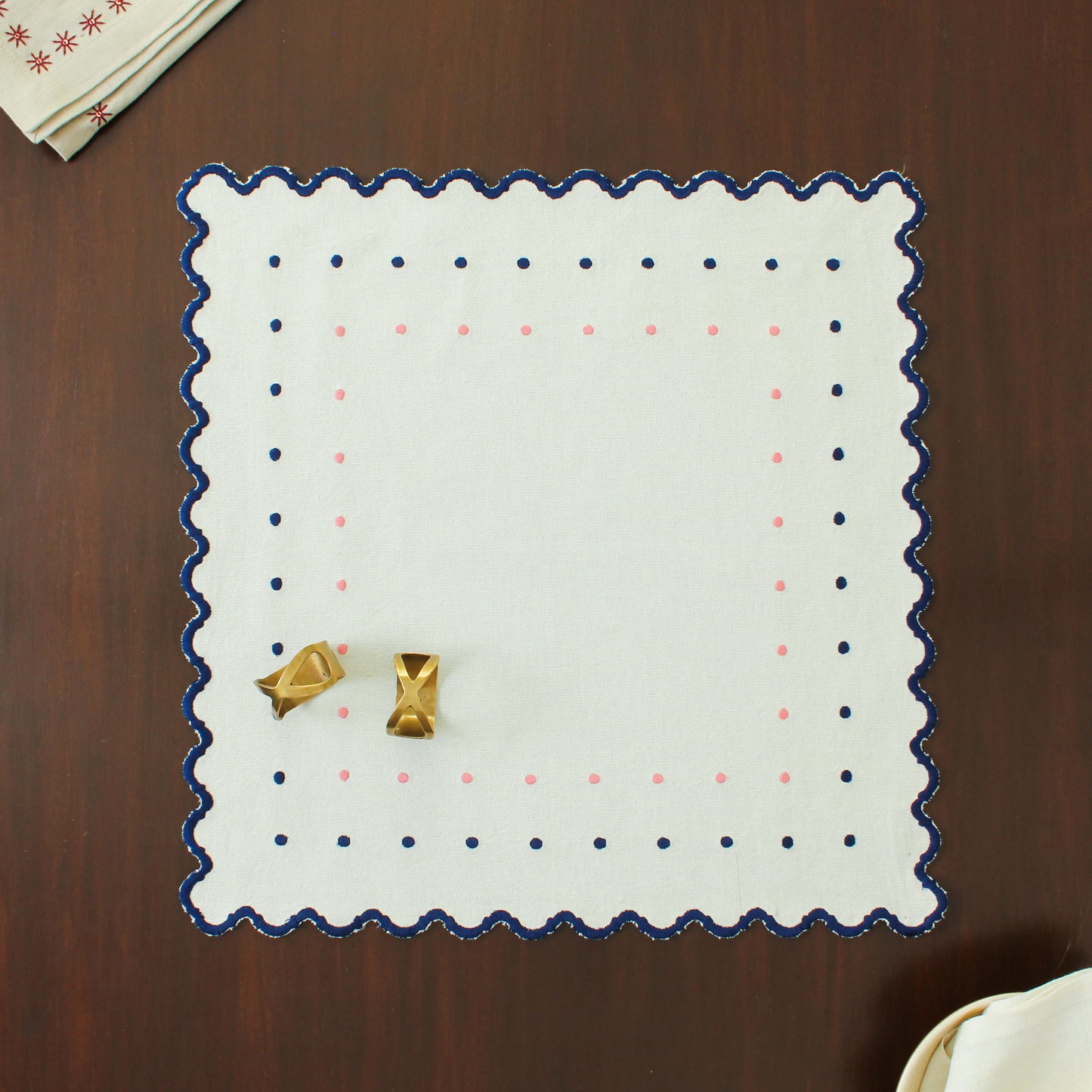 Ladybug Leaf Napkin-Ecru