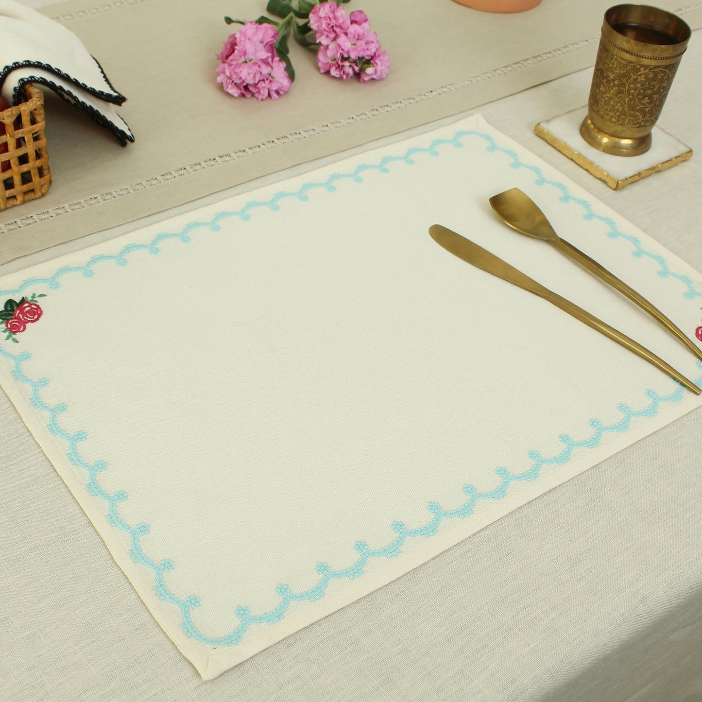 Jasmine Bloom Placemat-Ecru