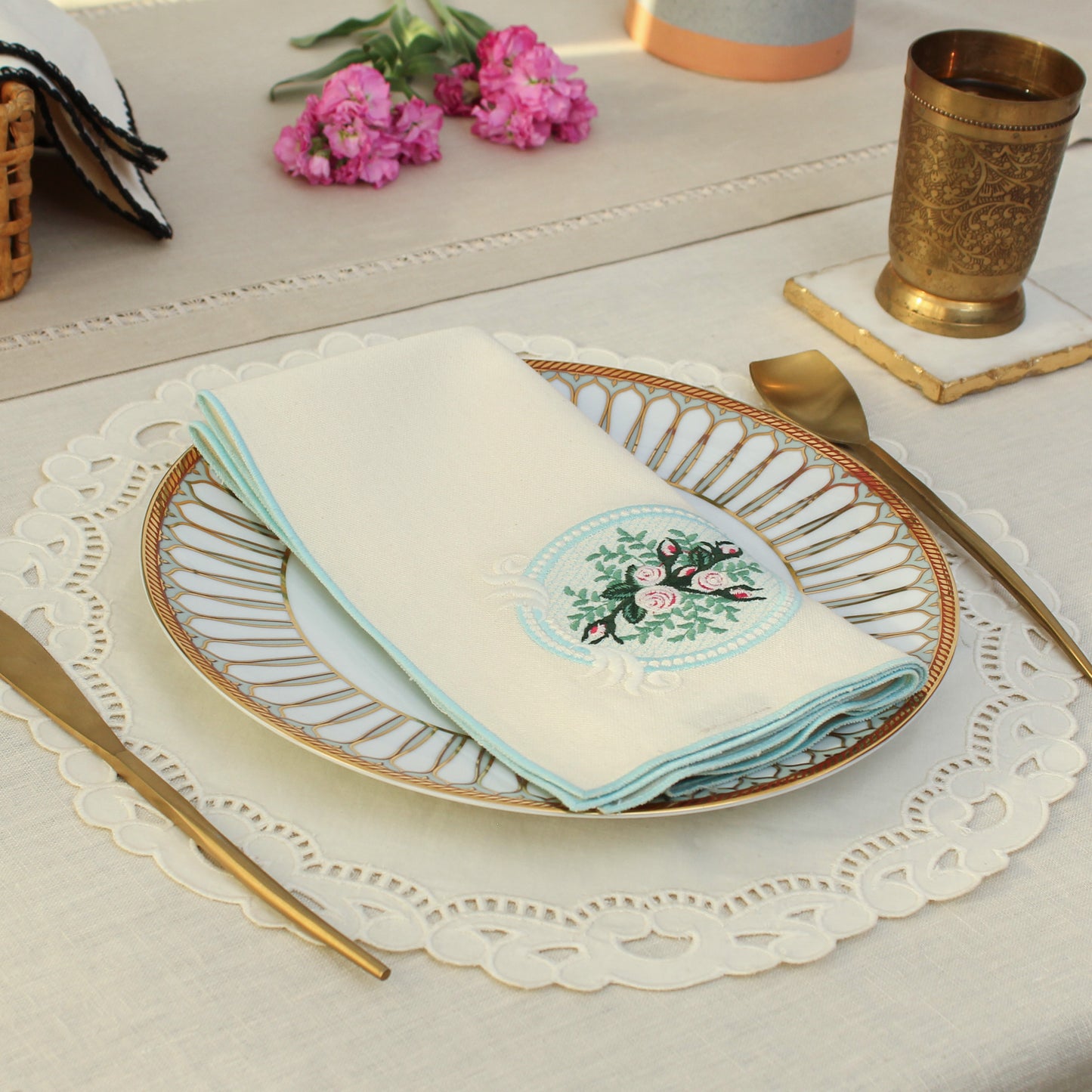 Jasmine Bloom Napkin-Ecru