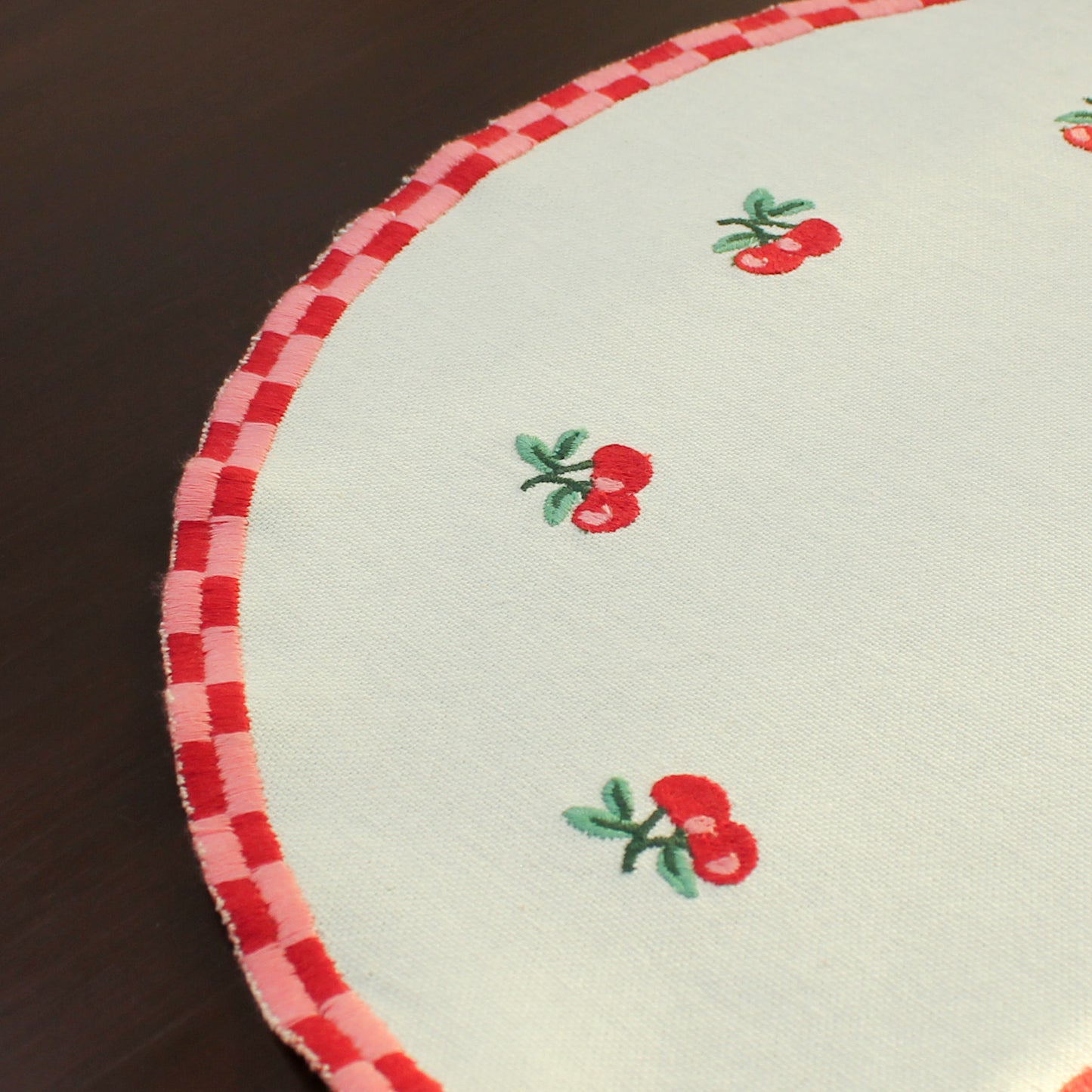 Red Orchid Placemat-Ecru