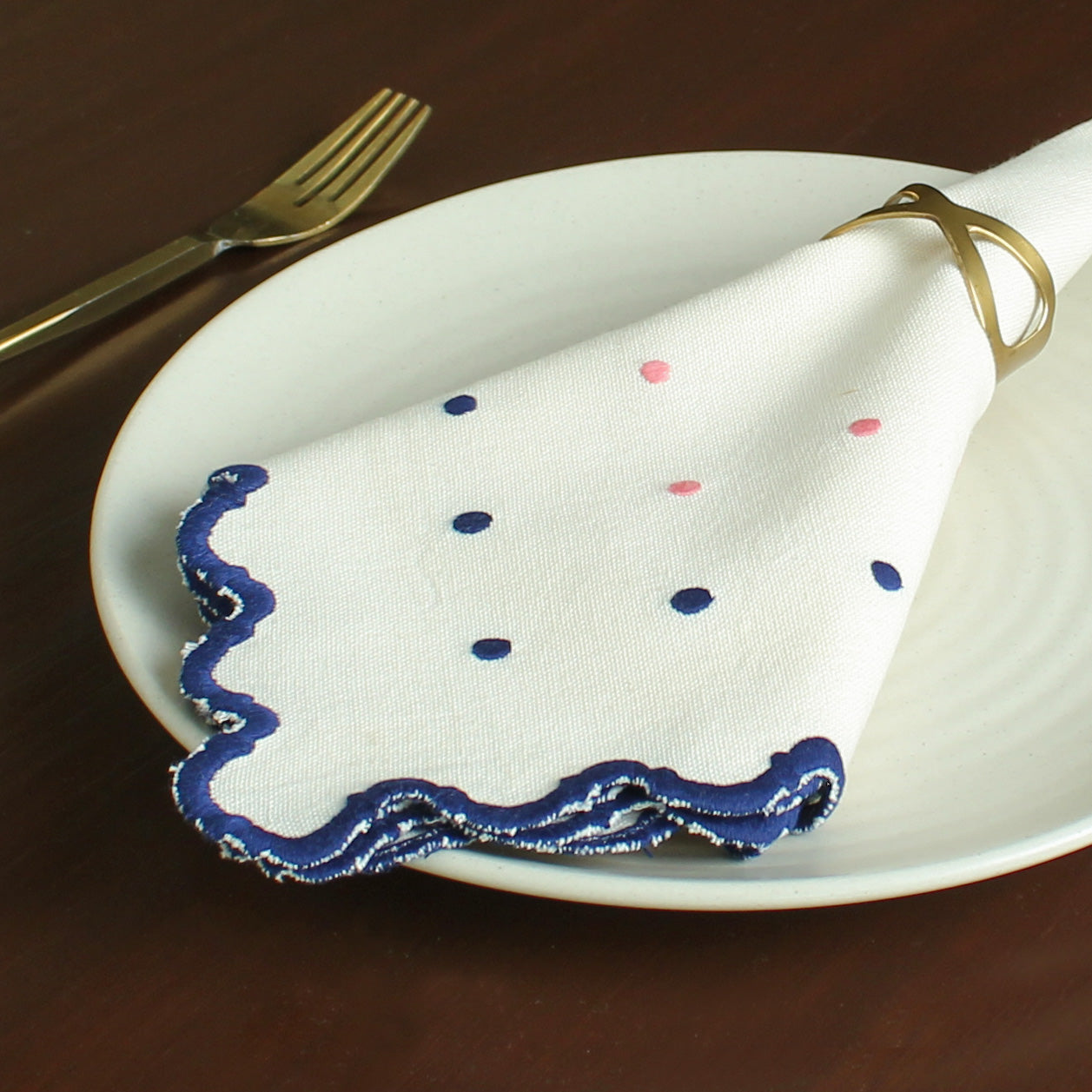 Ladybug Leaf Napkin-Ecru
