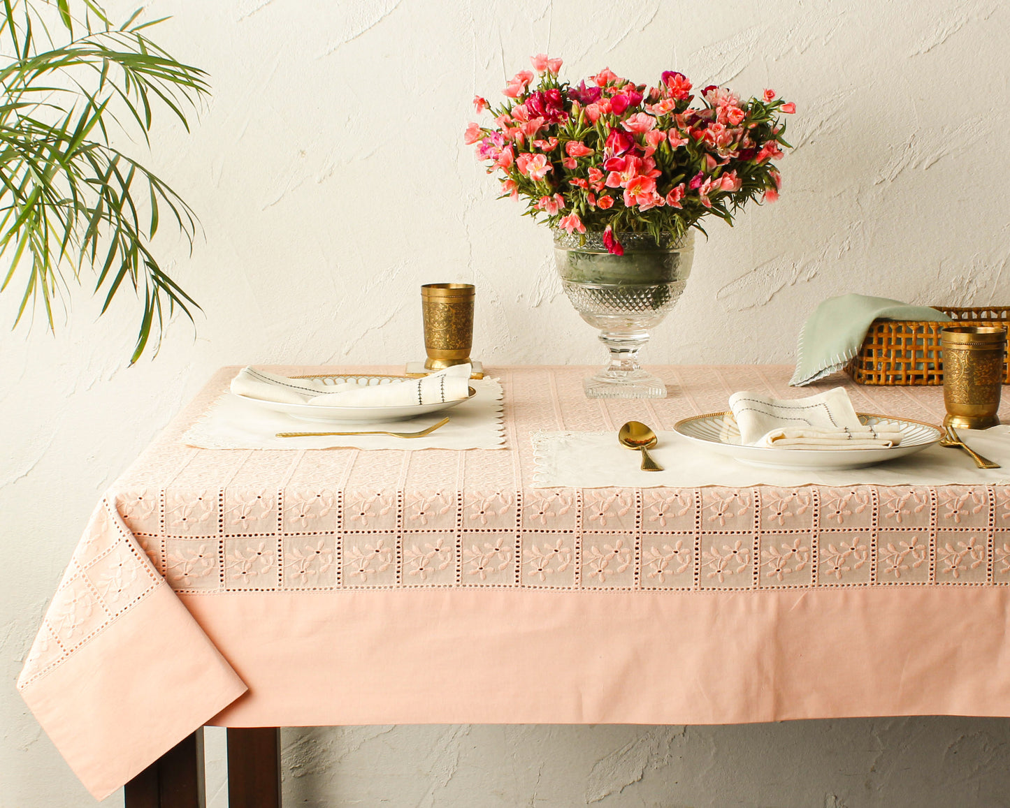 Nubra Table Cloth-Pink