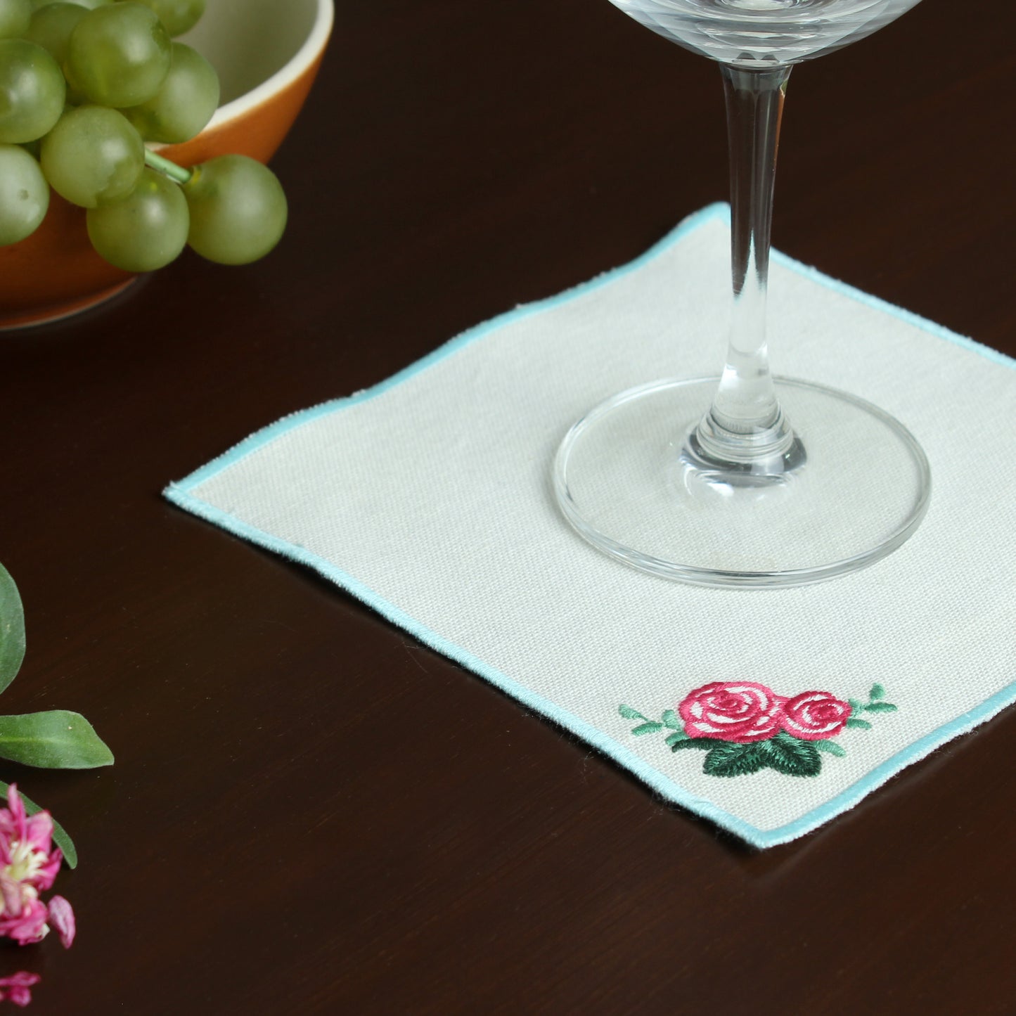 Jasmine Bloom Cocktail Napkin-Ecru