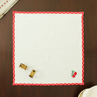 Red Orchid Napkin-Ecru