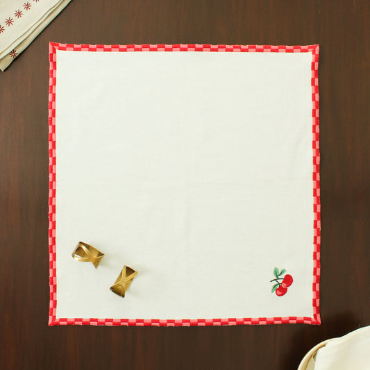 Red Orchid Napkin-Ecru