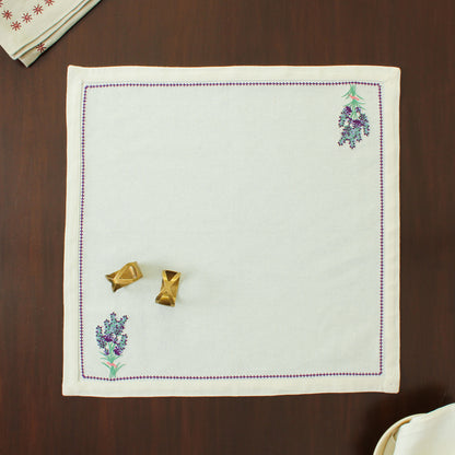 Purple Potpouri Napkin-Ecru