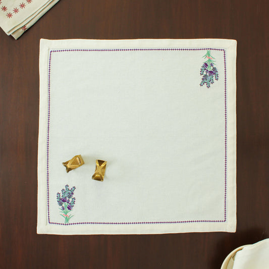 Purple Potpouri Napkin-Ecru