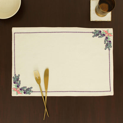 Purple Potpouri Placemat-Ecru