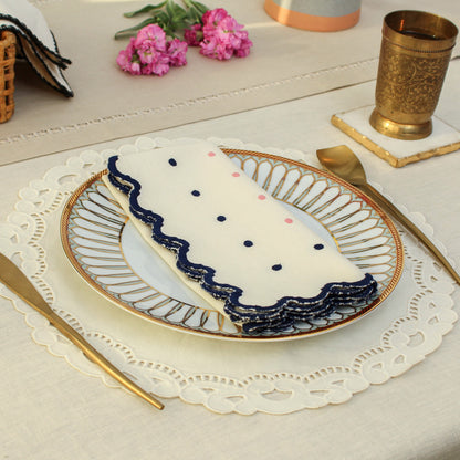 Ladybug Leaf Napkin-Ecru
