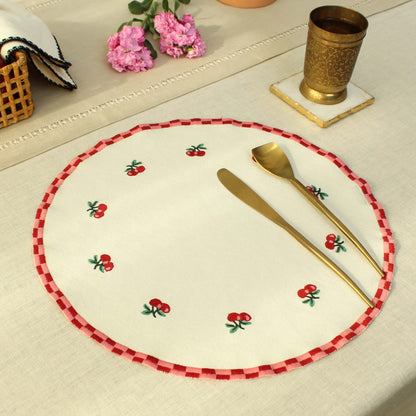 Red Orchid Placemat-Ecru