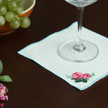 Jasmine Bloom Cocktail Napkin-Ecru
